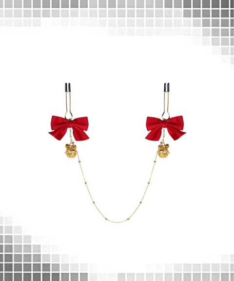 Women's Sexy ACCSM butterfly bow bell nipple clamps and nipple chain,Nightout OOTD