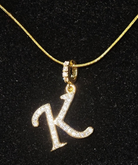 Rhinestone Metal 26 Letters Alphabet Necklace