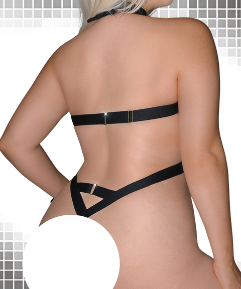 Women's Sexy Clothing, Plus-size leather chain cutout bodysuit, Nightout OOTD