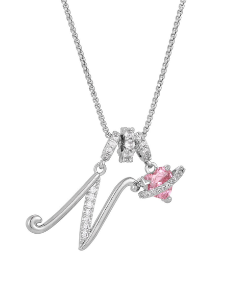 Rhinestone Metal 26 Letters Alphabet Necklace