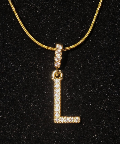 Rhinestone Metal 26 Letters Alphabet Necklace