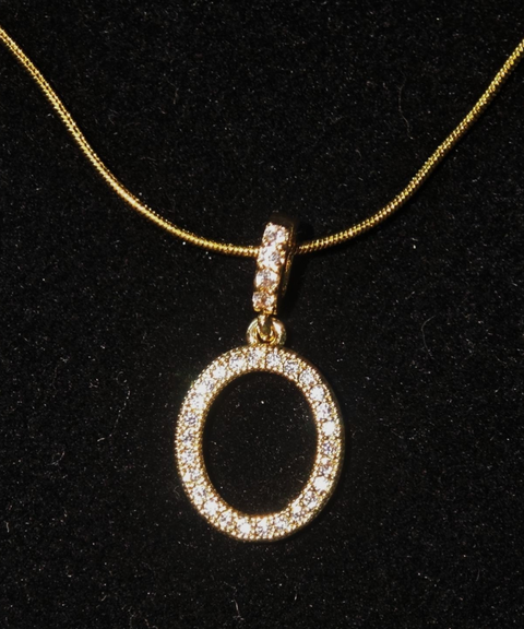 Rhinestone Metal 26 Letters Alphabet Necklace