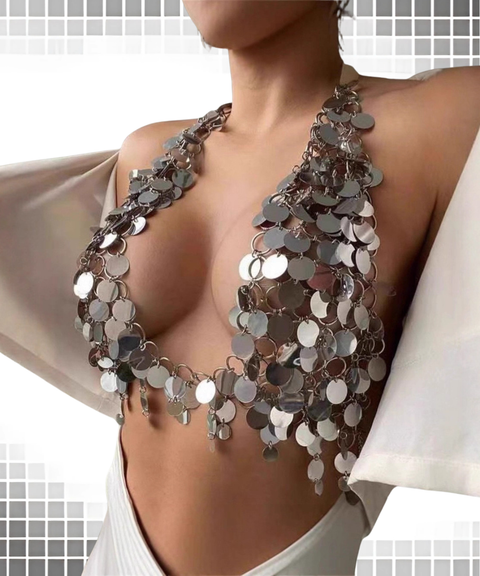 Women's Sexy Clothing, Sequined Circular Multi-Layer Handmade Vest & Body Chain, Nightout OOTD