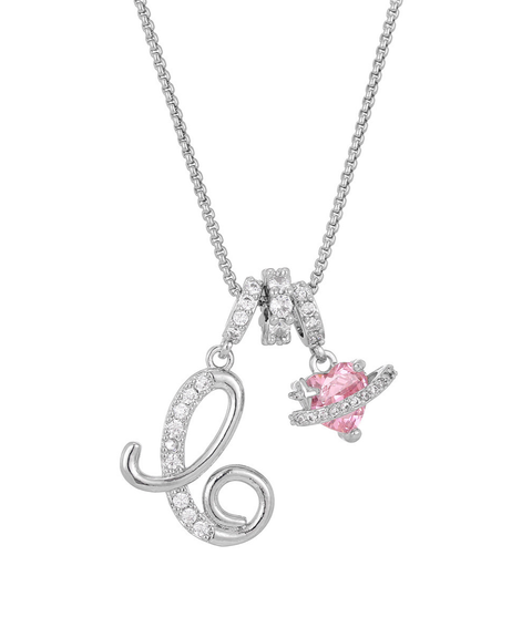 Rhinestone Metal 26 Letters Alphabet Necklace