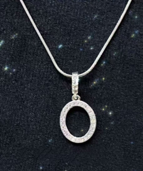 Rhinestone Metal 26 Letters Alphabet Necklace