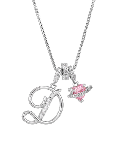 Rhinestone Metal 26 Letters Alphabet Necklace