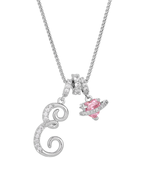 Rhinestone Metal 26 Letters Alphabet Necklace
