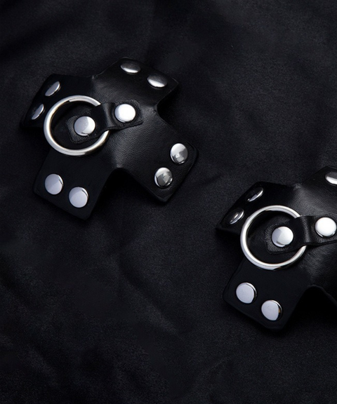 Women's Sexy ACC,SM PU pull-tab cross-shaped nipple covers,Nightout OOTD