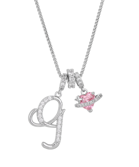Rhinestone Metal 26 Letters Alphabet Necklace