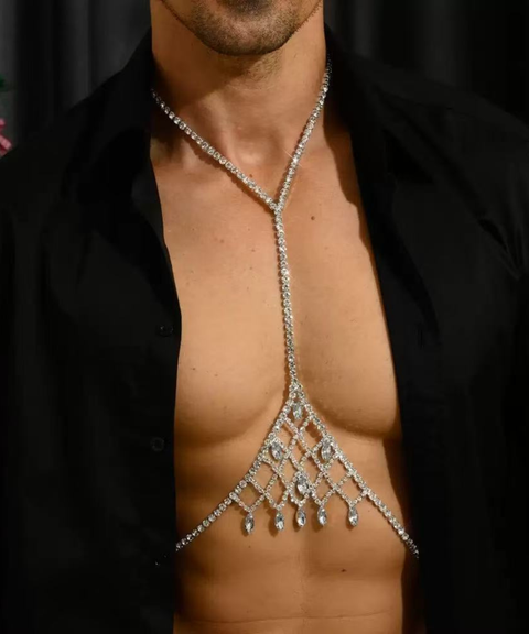 Unisex rhinestone-embellished body chain,Nightout OOTD