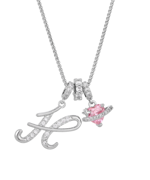 Rhinestone Metal 26 Letters Alphabet Necklace