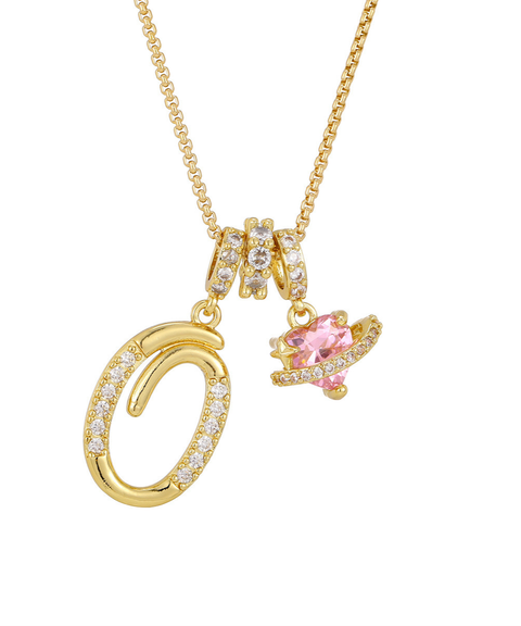 Rhinestone Metal 26 Letters Alphabet Necklace