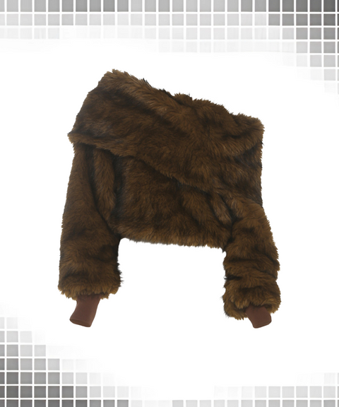 Street-style fluffy off-shoulder top