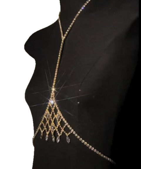 Unisex rhinestone-embellished body chain,Nightout OOTD