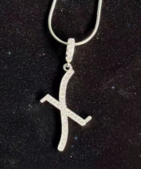 Rhinestone Metal 26 Letters Alphabet Necklace