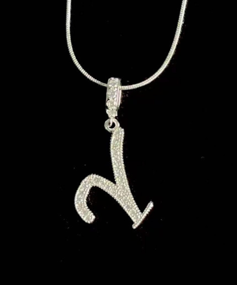 Rhinestone Metal 26 Letters Alphabet Necklace