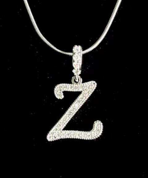 Rhinestone Metal 26 Letters Alphabet Necklace