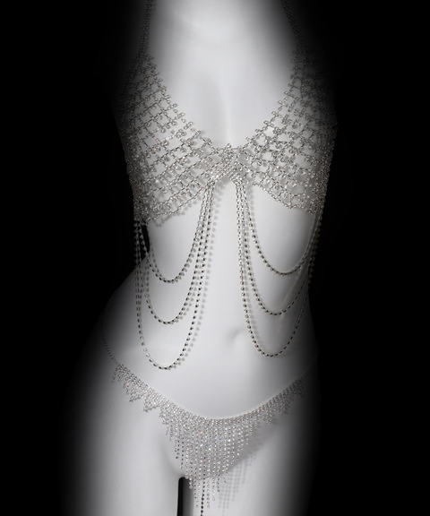 Women's Sexy Clothing,Rhinestone tassel body chain bikini set ,Nightout OOTD