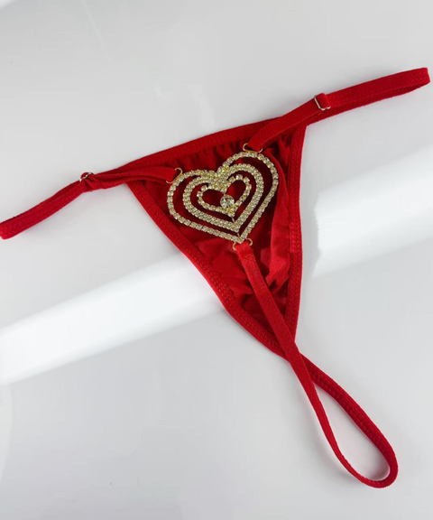 Women's Sexy Clothing,Heart-shaped rhinestone embellished bikini body chain thong,Nightout OOTD