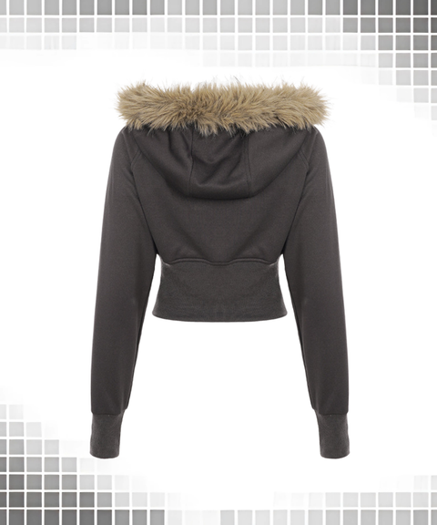 Street-Style Fuzzy Patchwork Hoodie Jacket