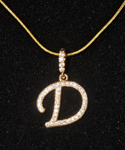 Rhinestone Metal 26 Letters Alphabet Necklace