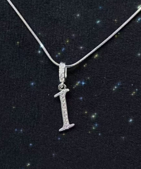 Rhinestone Metal 26 Letters Alphabet Necklace