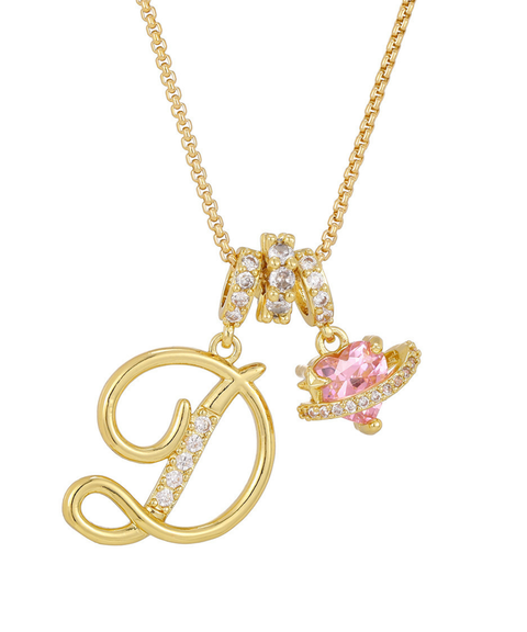 Rhinestone Metal 26 Letters Alphabet Necklace