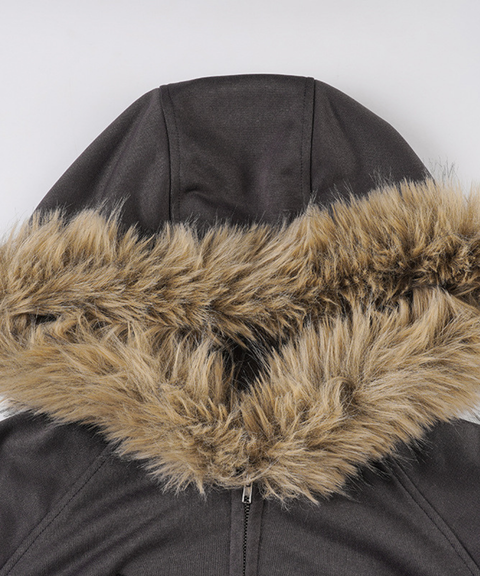 Street-Style Fuzzy Patchwork Hoodie Jacket