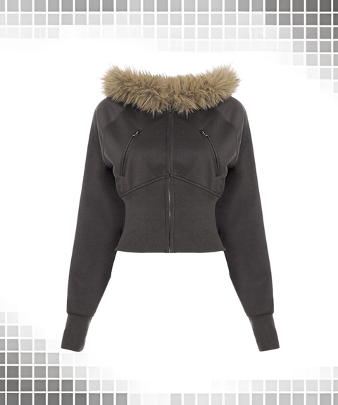 Street-Style Fuzzy Patchwork Hoodie Jacket