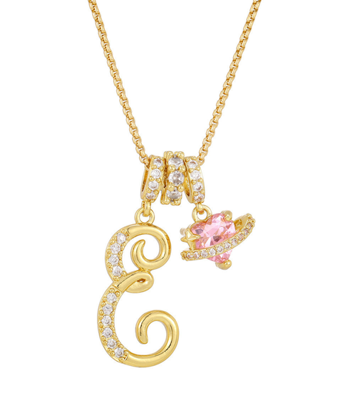 Rhinestone Metal 26 Letters Alphabet Necklace