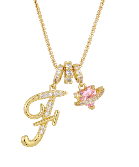 Rhinestone Metal 26 Letters Alphabet Necklace