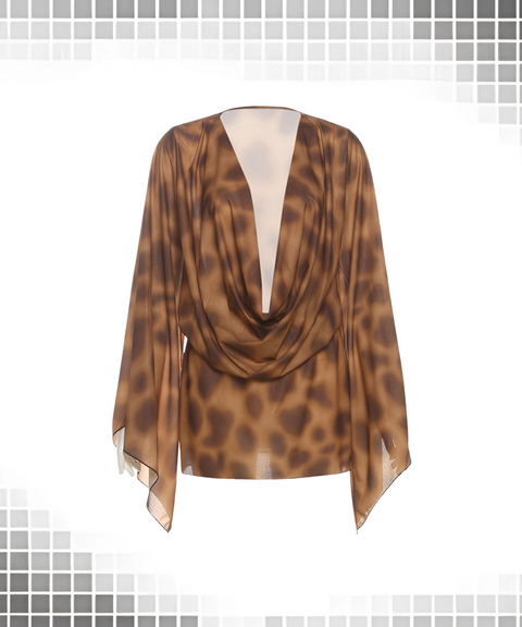 Low-cut halter neck leopard print mini dress