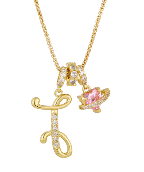 Rhinestone Metal 26 Letters Alphabet Necklace