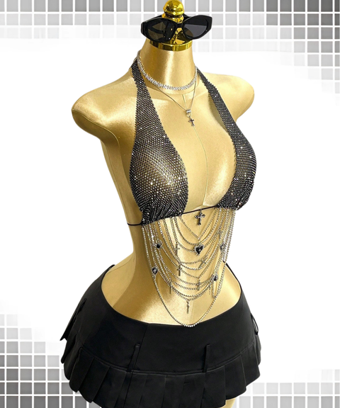 Women's Sexy Clothing, Fishnet rhinestone camisole top, Nightout OOTD