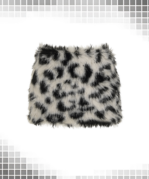 Sexy plush leopard print bodycon mini skirt