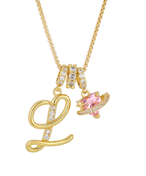 Rhinestone Metal 26 Letters Alphabet Necklace