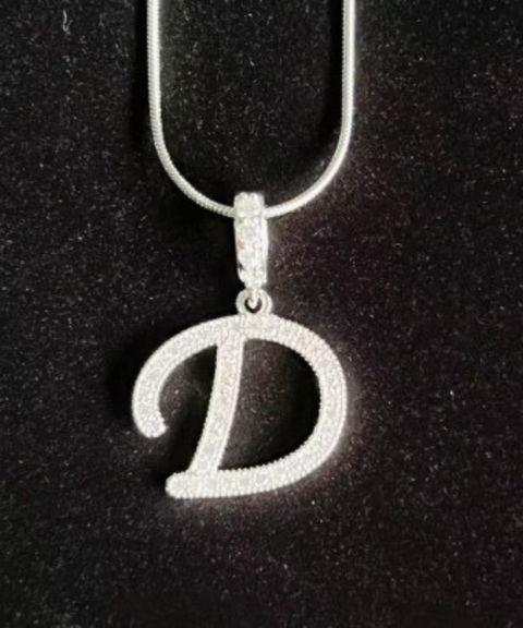 Rhinestone Metal 26 Letters Alphabet Necklace