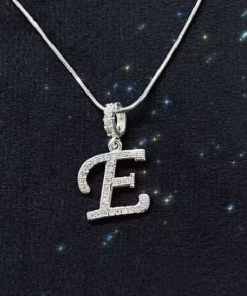 Rhinestone Metal 26 Letters Alphabet Necklace
