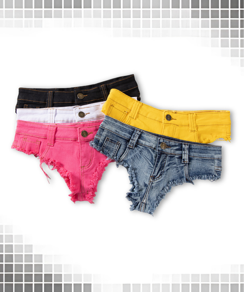 Women's Sexy Clothing, Retro tassel low-rise tight triangle denim shorts, Nightout OOTD