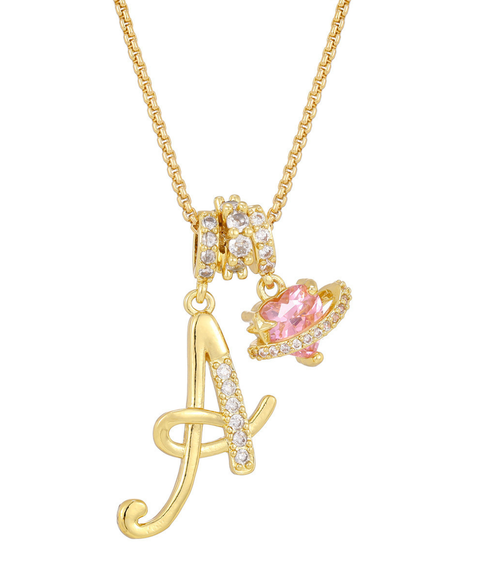Rhinestone Metal 26 Letters Alphabet Necklace