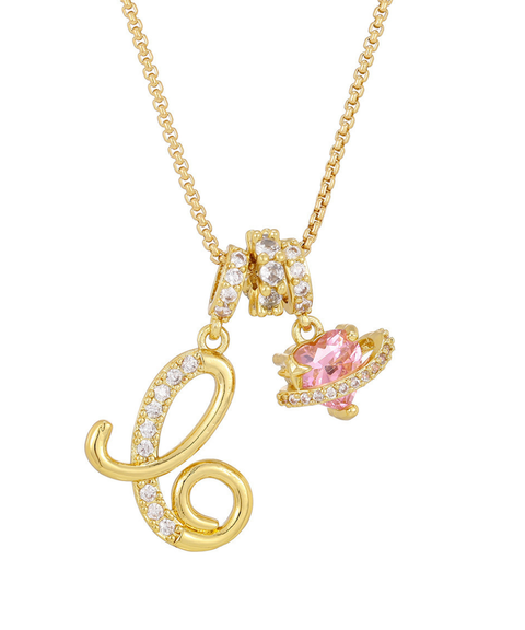 Rhinestone Metal 26 Letters Alphabet Necklace