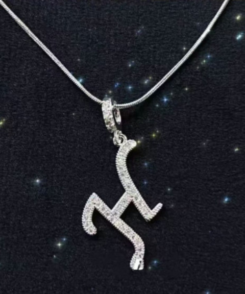 Rhinestone Metal 26 Letters Alphabet Necklace