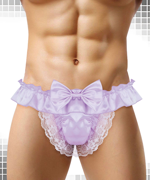 Men's lace bowknot thong erotic underwear ,Nightout OOTD