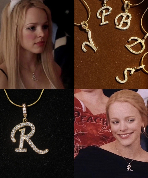 Rhinestone Metal 26 Letters Alphabet Necklace