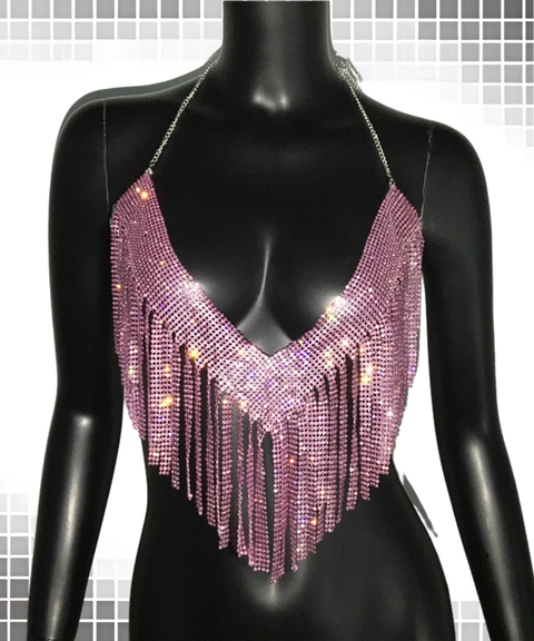 Women's Sexy Clothing,Metallic rhinestone tassel party camisole top ,Nightout OOTD