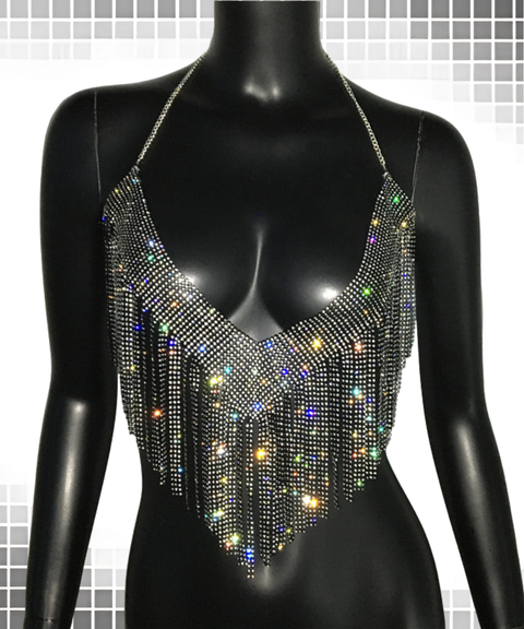 Women's Sexy Clothing,Metallic rhinestone tassel party camisole top ,Nightout OOTD