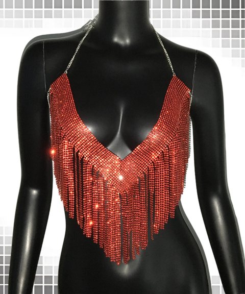 Women's Sexy Clothing,Metallic rhinestone tassel party camisole top ,Nightout OOTD