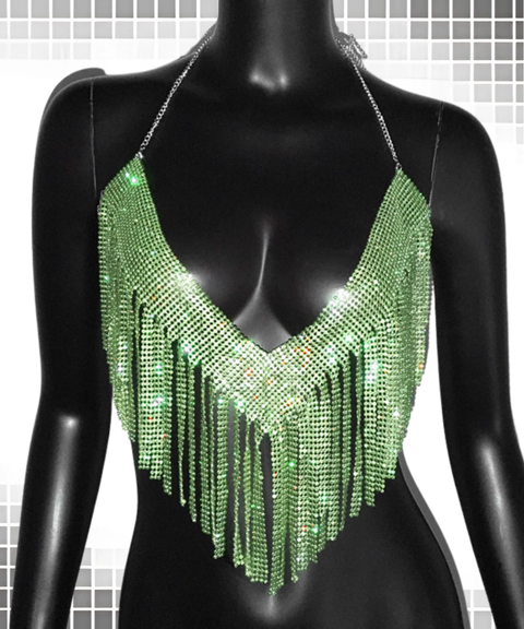 Women's Sexy Clothing,Metallic rhinestone tassel party camisole top ,Nightout OOTD