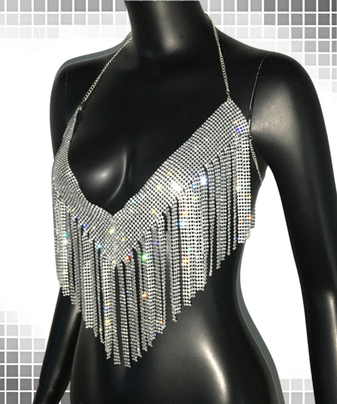 Women's Sexy Clothing,Metallic rhinestone tassel party camisole top ,Nightout OOTD
