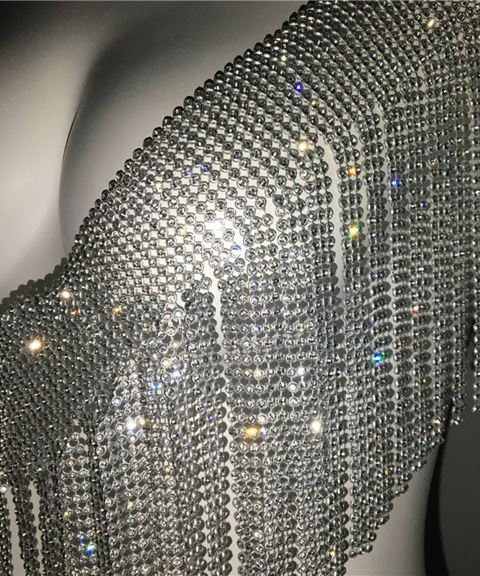 Women's Sexy Clothing,Metallic rhinestone tassel party camisole top ,Nightout OOTD